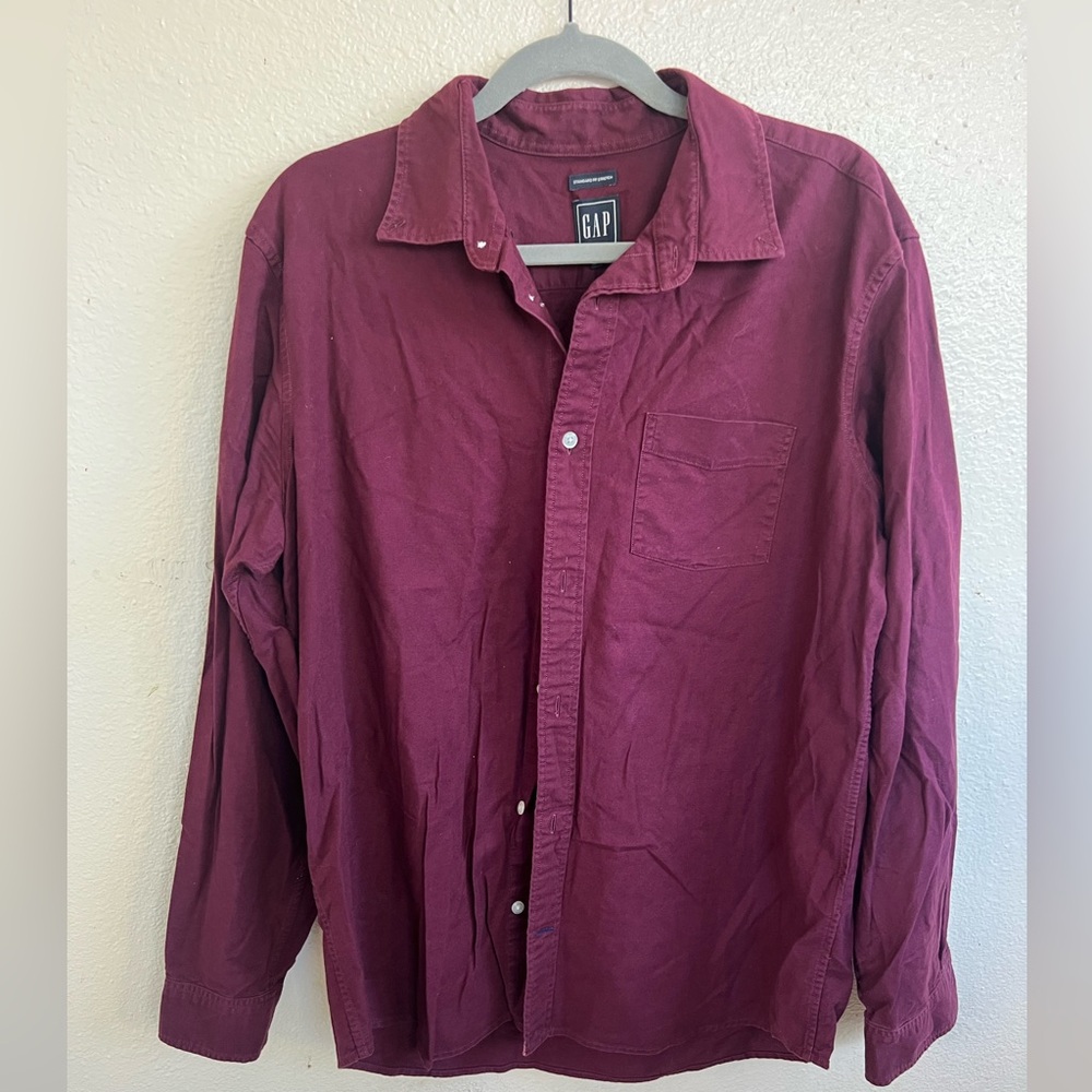 GAP Deep Red Button-Up Shirt size L